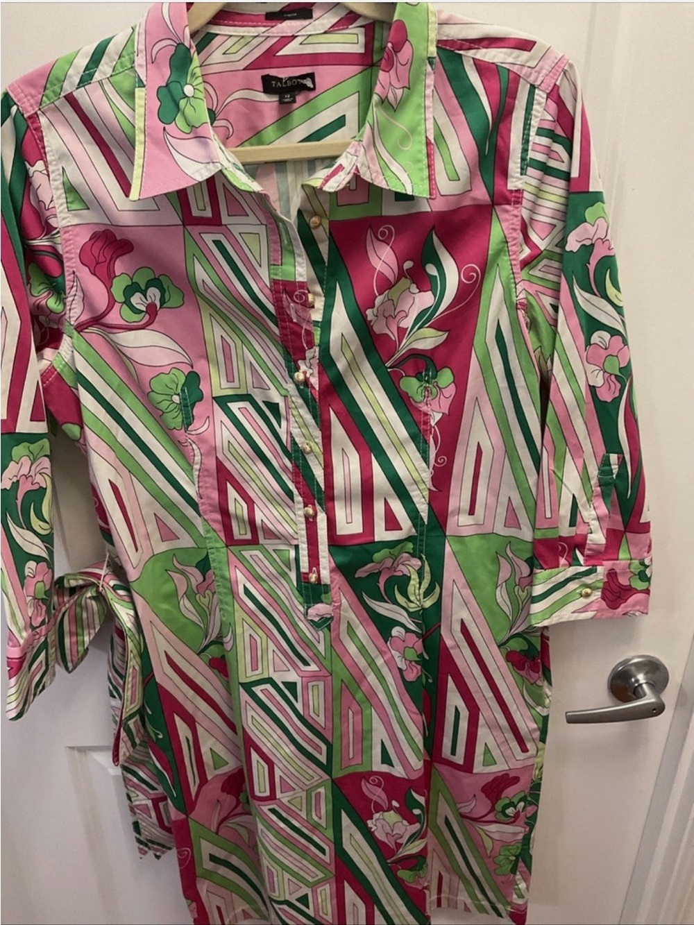 Talbots Women’s Pink & Green Geometric Floral Dress - Picture 4 of 9